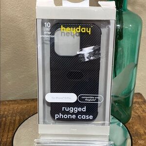 Heyday Black Rugged Phone Case for iPhone 15 Pro, new!